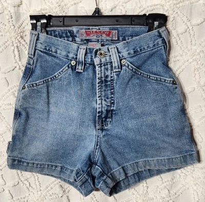 Pantalones Cortos de mezclilla Plateados para Mujer Talla 24 Azul Y2K Carpintero Lazo Country Sexy Foto 1 de 4