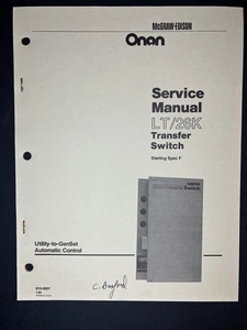 Onan LT/26K Transfer Switch Starting Spec F Workshop Shop Service Repair Manual - Picture 1 of 2
