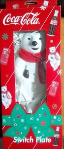 1994 Coca Cola Eisbär Lichtschalter Abdeckplatte Urlaubsdeko mit Box Vintage - Bild 1 von 2
