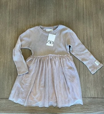 NWT! New ZARA girls’ pink tulle sweater dress- size 6 - Image 1 of 4
