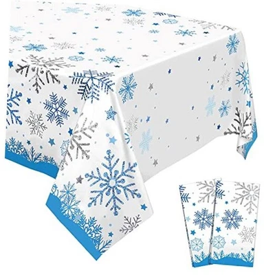  Pack Frozen Birthday Party Tablecloth Supplies Christmas Winter Snowflake 2 - Image 1 of 4