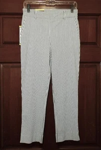 HILARY RADLEY SLIM LEG GRAY & WHITE STRIPED ANKLE PANTS Size S NWT - Picture 1 of 8