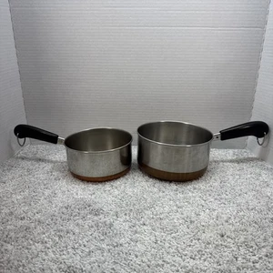 Vintage 2er Set Revere Ware 1801 Töpfe 1 1/2 Menge & 1 Menge Clinton Ill USA - Bild 1 von 10