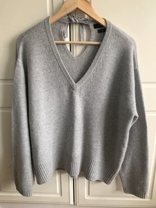 M&S Autograph grau Mix 100 % Kaschmir Langarm V-Ausschnitt Pullover Größe 16 - Bild 1 von 9