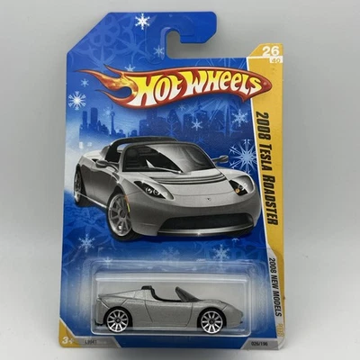 Tarjeta Hot Wheels 2008 Tesla Roadster plateada nuevos modelos Target Snowflake Foto 1 de 2