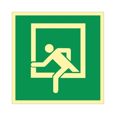 G|S|P Notausgang Rettungsfenster Kunststoff nachleuchtend selbstklebend 200 x 200
