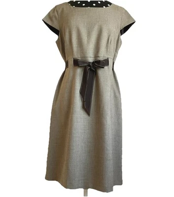 Vestido para mujer Studio 1 marrón lazo oficina negocios manga corta pequeño 12P Foto 1 de 4