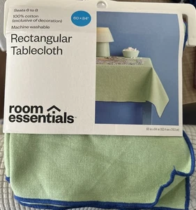 Essential Home Green\blue Rectangular Large 100%cotton Tablecloth 60x84 - Picture 1 of 4