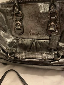 Coach Ashley Lot / Bundle Metallic Perforated Leather Handbag & Wristlet - Picture 1 of 8