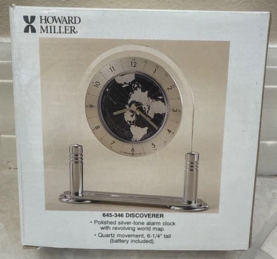 Howard Miller Discoverer World Arch Table Alarm Clock Desk Mantle Globe *SEE - Image 1 of 4
