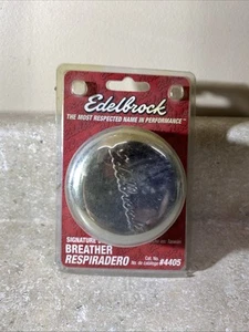Edelbrock Crankcase Breather Cap 4405; Signature Series Round Chrome Steel - Picture 1 of 4