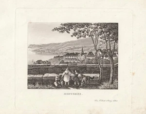 c1850 Montreux Schweiz Waadt (VD) Genfersee Aquatinta-Ansicht - Imagen 1 de 1