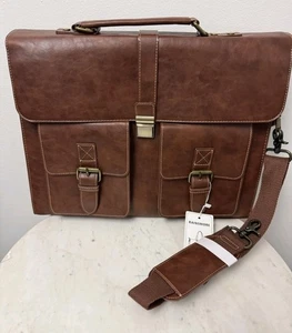 RAINSMORE Messenger Bag für Herren 18 Zoll Vintage Leder Laptop Aktentasche Groß... - Bild 1 von 4