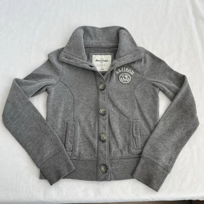 Abercrombie & Fitch Niños Cárdigan Sudadera Juvenil Mediano Gris Botón Preppy Foto 1 de 4