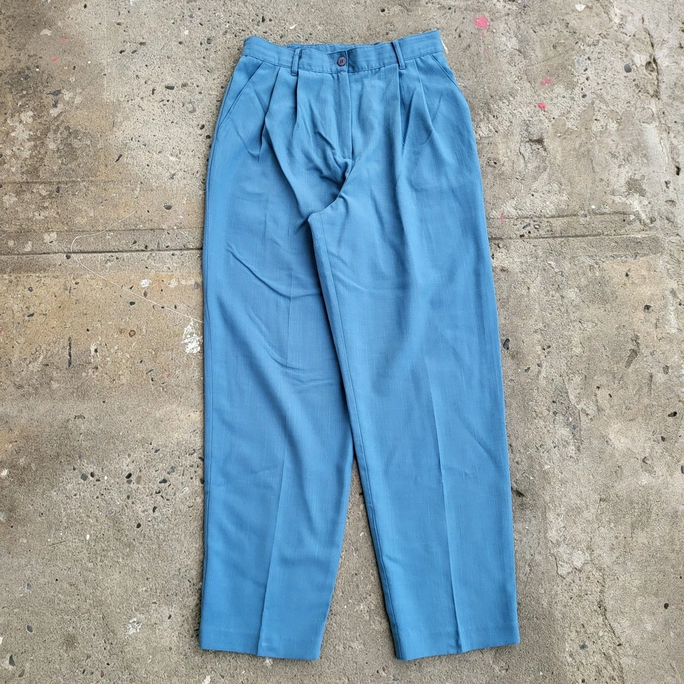 Pantalones plisados vintage Sag Harbor talla 10 azul pequeño cintura alta minimalista sueltos Foto 1 de 4