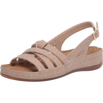 Easy Street Women Kehlani Low Wedge Slingback Sandals Size US 5.5M Natural Beige - Image 1 of 4
