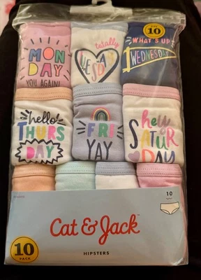 NEW Cat & Jack Little Girl's Size 10 Hipsters Underwear 10pk - Image 1 of 3
