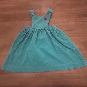 Vintage Alysa Dress Girls 5 Corduroy Pinafore Embroidered Rose 90s Retro - Picture 1 of 7
