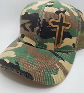 John 3:16 Western Brown Cross Set - Woodland Camo Mesh Snapback Baseball Mütze - Bild 1 von 5