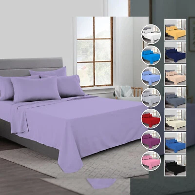 Luxury Flat Sheets Egyptian Cotton 200TC Hotel Quality Single Double King Super - Image 1 of 4