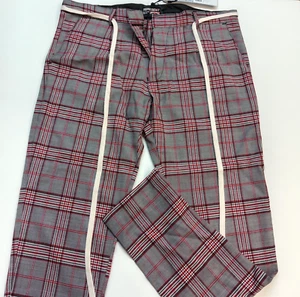 REPRESENT Pantalone Uomo Piccolo Smoking Gamba Dritta Grigio Rosso (S) Vita 30" - Foto 1 di 13