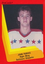 1990-91 ProCards AHL/IHL #212 JOHN PURVES - Baltimore Skipjacks