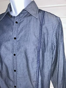 Camisa Robert Graham Zen Talla GRANDE Azul con Botones 100% Algodón Puños Franceses Usados en Excelente Condición - Imagen 1 de 15