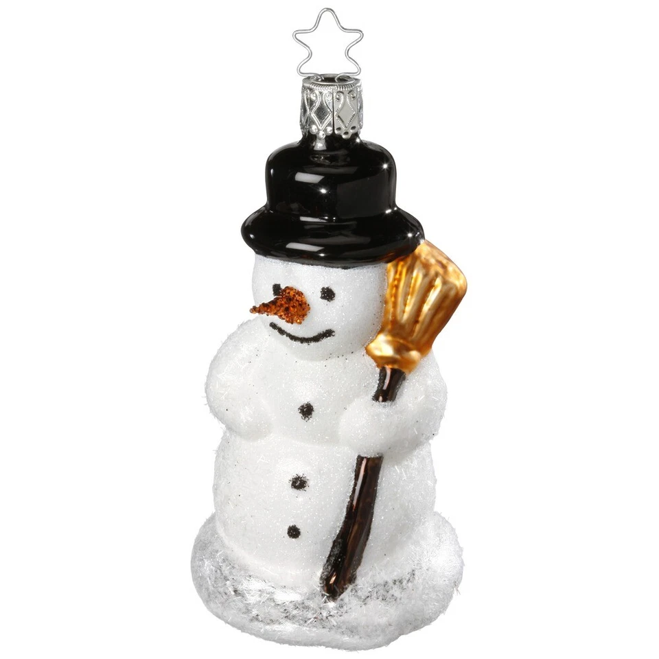 Christbaumschmuck Glas Schneemann Kecke Karottennase 10,5 cm weiß - Bild 1 von 1