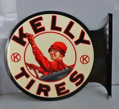 KELLY TIRES Lady Driving Flange Sign Gas Station auto Modern retro - Image 1 of 3