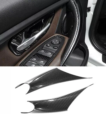 2x Carbon Fiber Inner Door Handle Pull Cover For BMW 3 4 Series F30 F35 2012-18 - Image 1 of 4