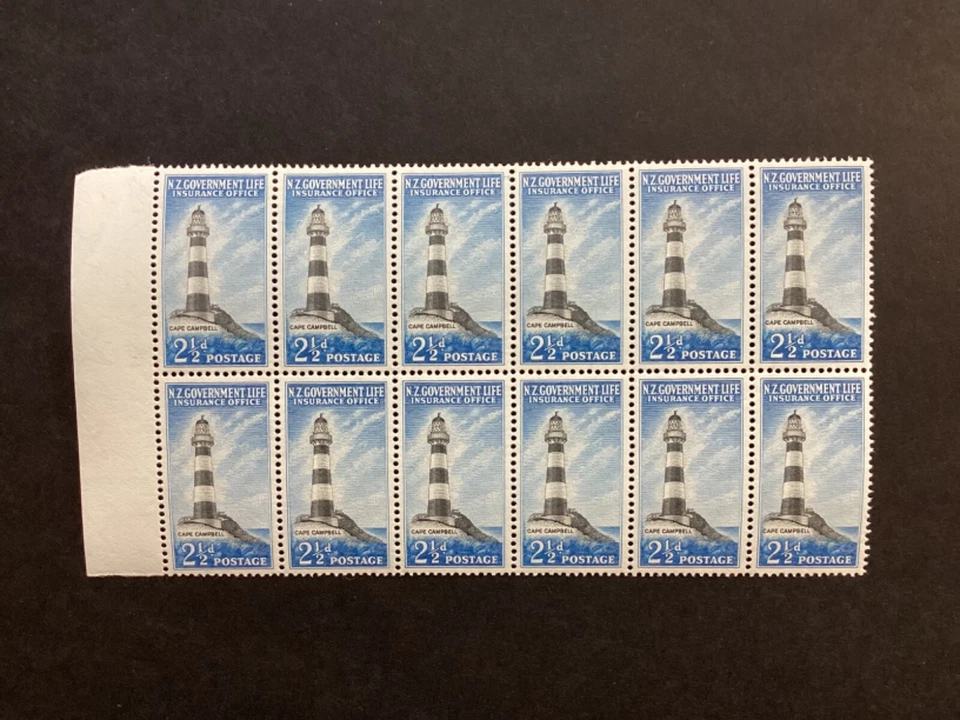 NZ  1963 2.5d Cape Campbell  Lighthouse Block of 12 MUH  (A80) - Image 1 of 2