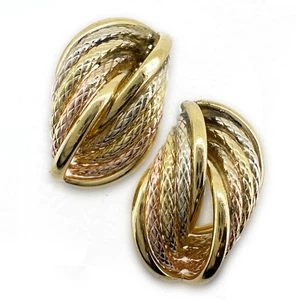 Pendientes de poste de "hoja" con cable tritono ligero de oro 14K: 7/8" de largo y 3,8 g - Imagen 1 de 10