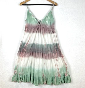 Vasna Womens Midi Sleeveless Cotton Tiered Dress Sz M Tie Dye Boho Hippie Summer - Picture 1 of 18