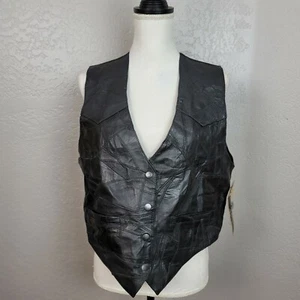 KATCH ME WEST Black Genuine Leather Western Vest Women's Large - Picture 1 of 9