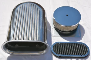 Kit de cuchara de campana de aire con aletas Hilborn para carburador individual de 4 BBL de 5 1/8" de apertura pulida - Imagen 1 de 5