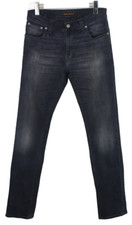 NUDIE Thin Finn Org. Black And Grey Jeans Men's W31/L34 Whiskers Slim Fit Zip