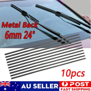 10*Premium Wiper Blade Inserts Refills 6mm 24" Universal Twin Rail Metal Back - Picture 1 of 12