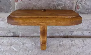 Vintage Oak Wood Wall Shelf 8" Long Routed Edge Center Support Medium Stain - Picture 1 of 8