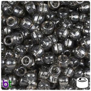 BeadTin Jet Transparent 9mm Barrel Pony Beads (500pcs) - Picture 1 of 1