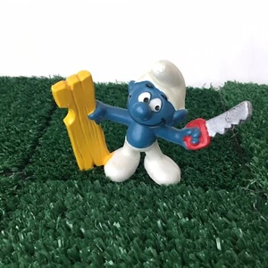 Smurfs Handy Smurf Carpenter 20112 Vintage Figure 1979 Toy Schleich Peyo - Picture 1 of 6