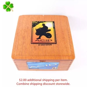 Acid 1400CC Empty Wood Cigar Box 7.25" x 7.25" x 3.75" - Picture 1 of 12