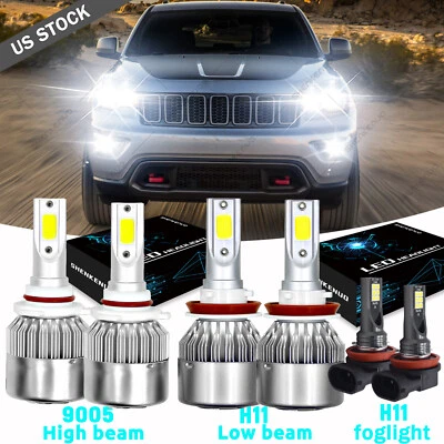 For Jeep Grand Cherokee 2014 2015 2016 2017 2018 6�� LED Headlight+Fog Light Kit - Image 1 of 4