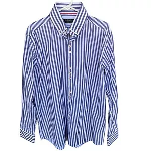 Coogi Classic Shirt Mens Extra Large Purple White Striped Button Up Dress Shirt - Picture 1 of 11