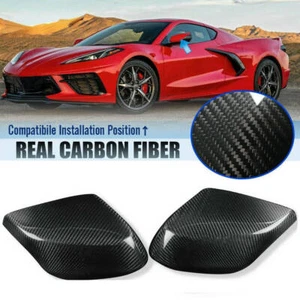 For Corvette C8 Z06 Z51 2020-2023 Rear View Side Mirror Cover Real Carbon Fiber - Picture 1 of 8