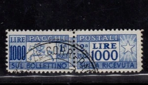 1954 Pacchi postali lire 1000 cavallino ruota usato certiifcato Diena - Imagen 1 de 3