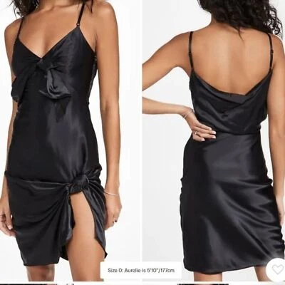 Alexander Wang Women's Dress Cami Slip with Integrated Knots in Black size 8 New - Image 1 of 4