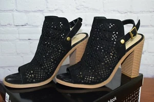 DV Dolce Vita Kassi Black Open Peep Toe Cutout Block Heel Pump Shoes Size 6 - Picture 1 of 11