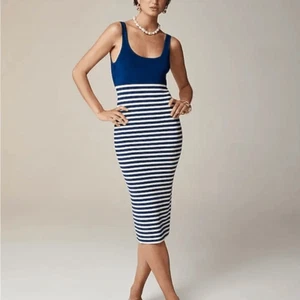 J.Crew Nuevo Con Etiquetas Para Mujer Azul Cian Suéter-Vestido a Rayas Preppy Costero Talla Pequeña - Imagen 1 de 4