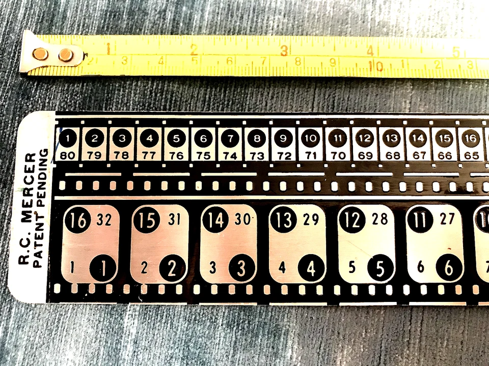 R.C. REGLA DE MARCO DE PELÍCULA MERCER / REGLA MERCER / REGLA DE CONTEO DE MARCOS / 35 mm y 16 mm Foto 1 de 4