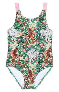 Kenzo 277019 Kids Girl's Tiger Print One-Piece Swimsuit, Size 10Y - Green - Picture 1 of 1